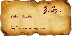Zohr Szidor névjegykártya